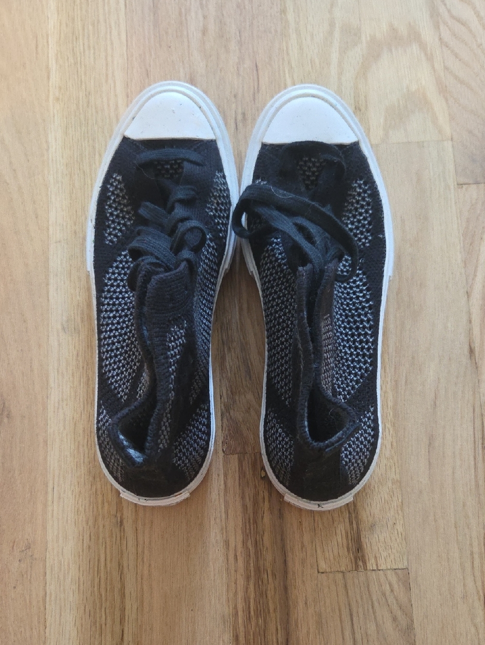 Women's Black and White Converse Knit Lace-Up Sneakers
